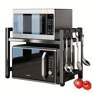 <b>Adjustable</b> Microwave Oven Rack Micro Oven Stand Kitchen Extended Microwave Oven Grill <b>Shelf</b> Microwave Storage Stand for Oven - Product Image 3