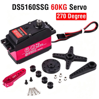 Pour DS5160SSG DS5180SSG DS51150-12V DS51160-24V 60KG 80KG 150KG 160KG Servomoteur numérique haute tension à engrenages métalliques 180/270 IP67