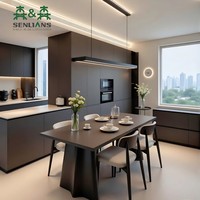 美国别墅项目现代定制彩色烤漆钢制厨房橱柜易于安装CAD/3D设计预制顶柜