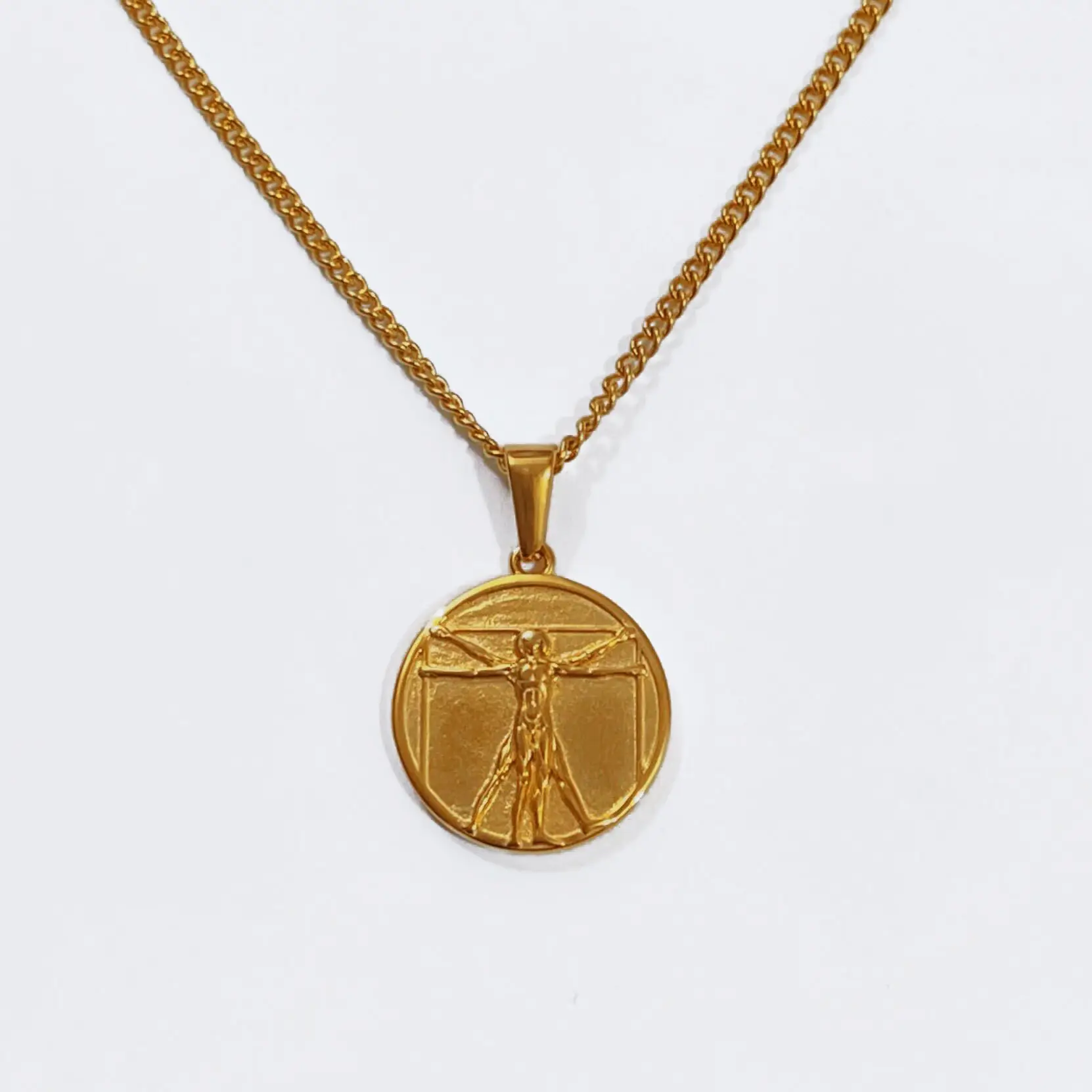 In stock Sword Medusa Compass Necklace Stainless Steel 18K Gold Plated King Lion Pendant Vitruvian Man Pendant Necklace