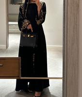 Abaya de Luxe Personnalisée de Dubaï pour Femme Style Modeste Cardigan Ouvert sur le Devant Manteau avec Ensemble Hijab Intérieur Abayas Kaftan ODM Musulman pour l'Aïd
