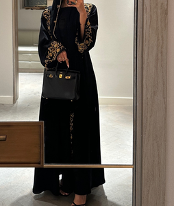 ชุดอาบายะหรูหราแบบดูไบสำหรับผู้หญิง สไตล์เรียบร้อย เสื้อคลุมคาร์ดิแกนเปิดด้านหน้า พร้อมชุดฮิญาบด้านใน สำหรับเทศกาลอีด ชุดมุสลิม ODM อาบายะ คาฟตัน - Product Image 2