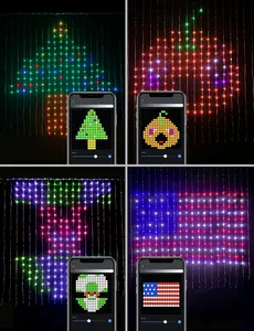 Programmable Fairy Curtain 400 Leds Smart Pixel Lights Rgb App Control DIY Text Led Smart Christmas Decor Curtain Lights