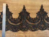 Dentelle de mariée écologique de luxe, noire, baroque, à motifs floraux, brodée à la machine, à sequins, festonnée, pour voile, OEM ODM