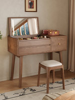 Table de maquillage en bois massif avec rabat, intégrée à la chambre, dotée d'une fonction de rangement, adaptée à la fois comme table de maquillage et comme bureau