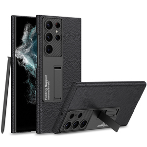 Étui de luxe en cuir végétalien pour <span class=keywords><strong>Samsung</strong></span> Galaxy <span class=keywords><strong>S23</strong></span>, coque arrière de béquille Ultra mince pour <span class=keywords><strong>Samsung</strong></span> <span class=keywords><strong>S23</strong></span> <span class=keywords><strong>Plus</strong></span>, étui rigide - Product Image 1