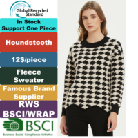Pull-over décontracté en molleton pied-de-poule respirant pour femme, tricot d'automne