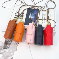 Étui à rouge à lèvres en cuir PU durable avec cordon, pochette portable pour baume à lèvres, pochette à rouge à lèvres à suspendre au cou, accessoires de maquillage