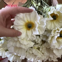 Bunga Poppy PU Sentuhan Realistis Berkualitas Tinggi DC357, Bunga Papaver Palsu untuk Dekorasi Meja Acara, Latar Belakang, Pasokan Grosir
