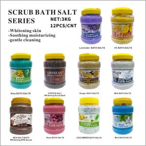 Sal de baño de SPA de limpieza profunda 3kg Sal marina de grano grueso infundida con aceite esencial de fragancia de leche de lavanda rosa y aloe - Product Image 2