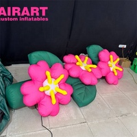Installation florale gonflable rose de luxe pour scènes et bars, Chaîne de fleurs gonflables roses sophistiquées : Redéfinissez votre décor