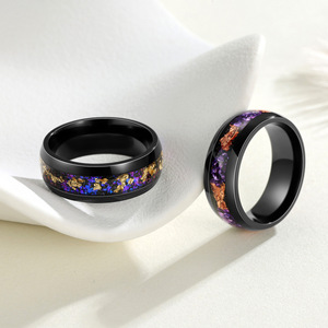 Gioielli da uomo di moda 8mm pietra viola lamina dorata intarsio nero in acciaio inossidabile <span class=keywords><strong>anelli</strong></span> <span class=keywords><strong>per</strong></span> matrimonio fidanzamento anniversario regalo - Product Image 2