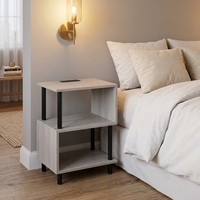 Table d'appoint, table de chevet, table d'extrémité, avec structure métallique renforcée, capacité de 44 lb, pieds réglables, pour chambre à coucher, mobilier de maison