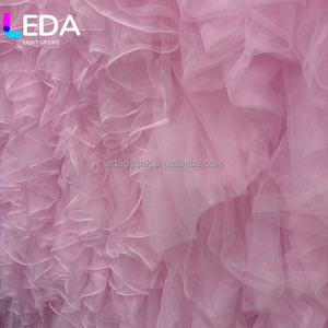 Panneau de toile de fond en tulle rose clair à volants LEDA OEM, mur de fleurs romantique en tissu pour mariage, baby shower, fête, décoration de photomaton - Product Image 4