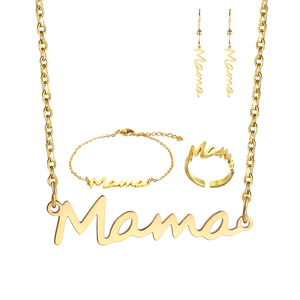 KISSWIFE-Collier en acier inoxydable plaqué or 18 ct pour <span class=keywords><strong>maman</strong></span>, bracelet, boucles d'oreilles, ensemble de bijoux, cadeau pour <span class=keywords><strong>maman</strong></span> - Product Image 1