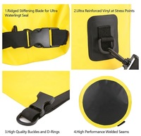 Sac étanche multifonctionnel durable 20L en PVC pour l'escalade en plein air Sac humide portable de grande capacité pour la natation