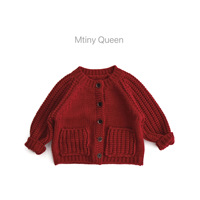 Pull d'hiver pour enfants de style occidental, version coréenne, manteau en tricot rétro rouge, style classique, hauts pour bébés