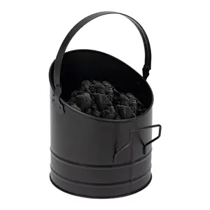 Cestini per caminetti personalizzati rivestimento in polvere di ferro secchio per fuoco a carbone nero zincato con manico