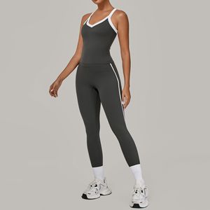 Set Olahraga Wanita 2 Potong Motif Garis Warna-Warni, Cepat Kering, untuk Latihan Fitness Yoga, Pakaian Olahraga Stylish - Product Image 2