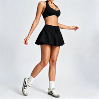 Jupe de tennis taille haute avec logo personnalisé, effet deux pièces, plissée avec cordon de serrage, respirante, pour le sport, la gym et la course, pour femmes