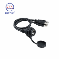 Conector Circular USB M25 IP67 Impermeable de Doble Puerto Hembra a Macho para Montaje en Panel, Carcasa de Cobre y Nylon para Datos
