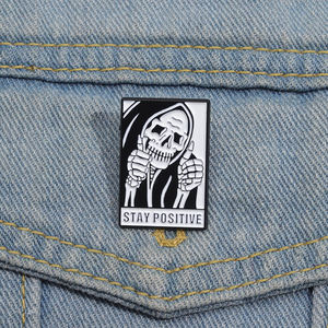 Pin Enamel Positif, Bros Grim Reaper Lucu, Lencana Kerah, Perhiasan Ransel Goth Test Negatif, Hadiah Grosir - Product Image 1