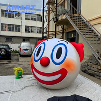 Ballon gonflable tête de clown ronde et mignonne avec nez rouge, modèle gonflable de bouffon souriant de dessin animé pour Halloween, décoration de centre commercial pour enfants et carnaval