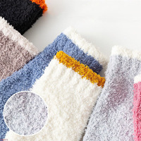 Femmes hiver corail velours longue épaisse moelleuse solide coloré chaud maison genou haute avertir sol chaussettes floues pour les femmes