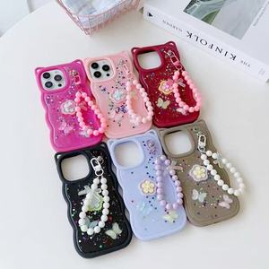Coque de téléphone BAILI tendance avec oreilles de chat, paillettes et bord ondulé, bracelet pendentif pour iPhone/<span class=keywords><strong>OPPO</strong></span>/VIVO/Redmi/Infinix - Product Image 2