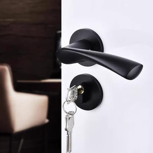 Manija de puerta interior negra de lujo con cerradura, manijas de puerta para interiores, manija de cerradura de embutir de madera para interiores - Product Image 4