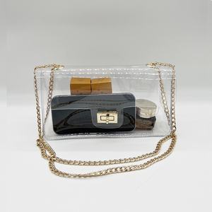<b>Clear</b> Stadium Exclusive Transparent Square PVC Women's Fashion Chain <b>Bag</b> Below 20L Capacity - Product Image 1