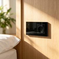 Interrupteur intelligent UBARO en verre trempé 2 voies avec prise WiFi EU et moniteur de consommation pour application Smart Life, contrôle à distance et vocal pour la maison
