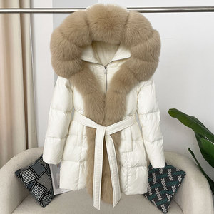 Abrigos acolchados al por mayor de alta calidad con capucha de piel grande Chaqueta acolchada impermeable para mujer Invierno - Product Image 5