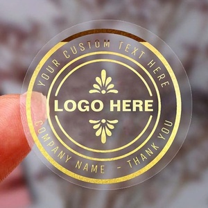 Custom Die Cut Sticker for Packaging <strong>Labels</strong> Gold Foil Logo Waterproof <strong>Transparent</strong> Vinyl Brand RoHS Compliant - Product Image 2