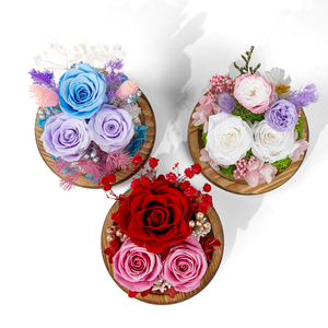 Eternal Rose Morthers Day Inmortal Blue Hydrangea Peony Everlasting Preserved Flower Clavel Forever Roses en Glass Dome Led - Product Image 2