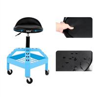 Tabouret de mécanicien pneumatique robuste à rotation 360°, hauteur réglable, siège roulant pour atelier, structure métallique pour garage et réparation