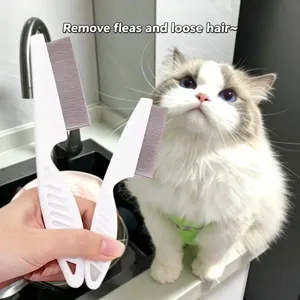 Peignes pliables pour animaux de compagnie – Outils de toilettage pour chiens et chats pour l'élimination <span class=keywords><strong>des</strong></span> <span class=keywords><strong>puces</strong></span>, <span class=keywords><strong>des</strong></span> pellicules et <span class=keywords><strong>des</strong></span> taches de larmes - Product Image 6