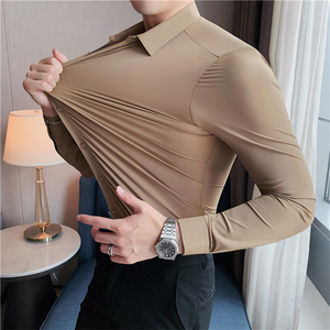 Camicia da uomo a manica lunga nuova tuta <span class=keywords><strong>professionale</strong></span> da lavoro in tinta unita camicia da stiro - Product Image 5