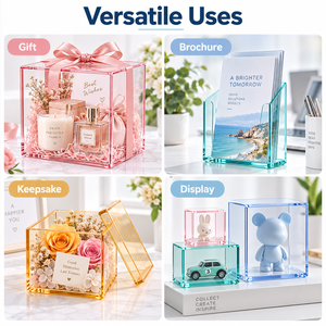 Custom Transparent Acrylic Modern Minimalist Storage Box <strong>Clear</strong> Cube Organizer Display <strong>Container</strong> with Protection for Home Office - Product Image 1