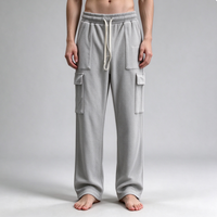 Pantalon cargo thermique gris épais pour homme, coupe large, multi-poches, anti-plis, personnalisé