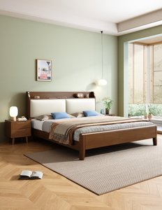 Cadre de lit en bois massif naturel de haute qualité avec tête de lit de rangement et coussin rembourré, lit plateforme moderne pour chambre à coucher - Product Image 5