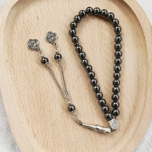Tasbih de 33 Cuentas de 8mm, Color Negro Metálico, Plateado y Dorado, Regalo Étnico Árabe, Pulsera de Oración Estilo Turco - Product Image 5