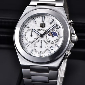 2025 New BENYAR Classic Business <b>Watch</b> Quartz Stainless Steel Waterproof <b>Watch</b> Multi Functional Moon Phase Dial <b>Watches</b> for Man - Product Image 4