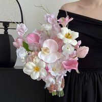 Bouquet de mariée de luxe, nouveau design, style mixte, fleurs artificielles en tissu floqué inspirées de la forêt, à tenir à la main, fleurs éternelles, cadeau pour