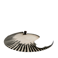 Tapis rond de luxe fait main en laine géométrique noir et blanc pour salon et chambre à coucher