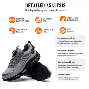 أحذية جلدية للرجال حذاء عمل من الصلب ماركة مشهورة للرجال أحذية رياضية رمادي البناء الصلب اصبع القدم آمنة - Product Image 2