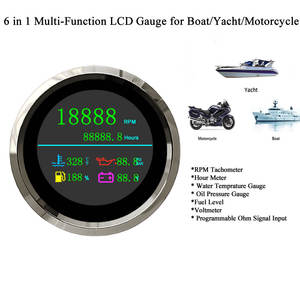 6 In 1 Diesel Benzine Motor Toerenteller Uur Meter Meter Brandstof Niveau Temperatuur Olie Drukmeter Voor Boot Jacht Motorfiets - Product Image 2