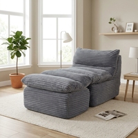 Keine Montage erforderlich: Armloses Cord-Memory-Schaum-Sofa, komprimierter, umwandelbarer Lazy Bean Bag Sessel für Erwachsene