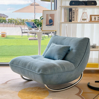 Fauteuil à bascule moderne en tissu avec base en métal courbé, canapé individuel capitonné pour salon, hôtel, café
