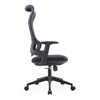 Chaise d'appoint en tissu de couleur noire Fauteuil pivotant à base inclinable doux avec chaise de bureau pour appuie-tête